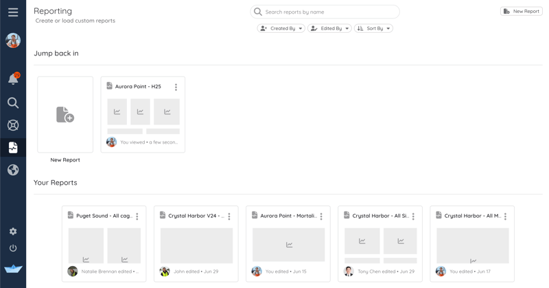 Reporting - List Page